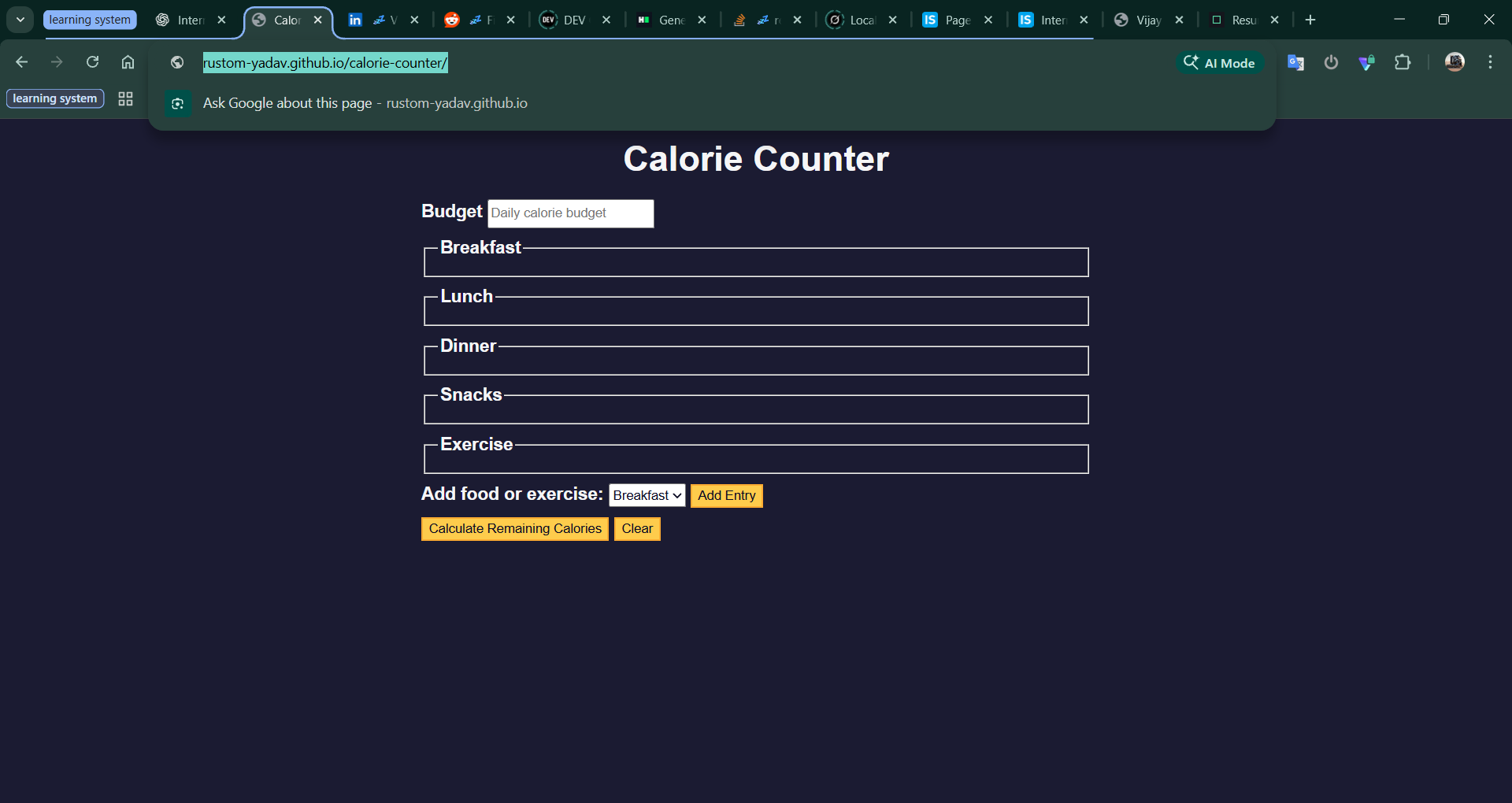 Calorie Counter screenshot